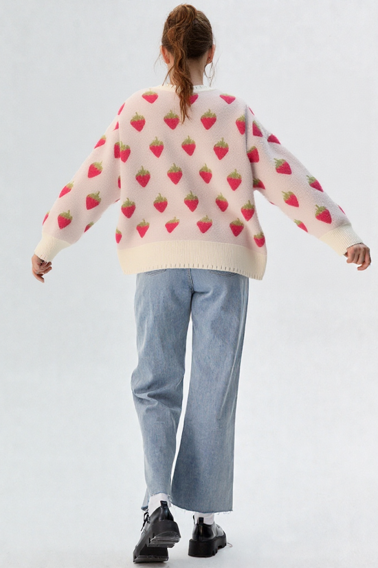 Cozy Fruit Heart Knit Sweater