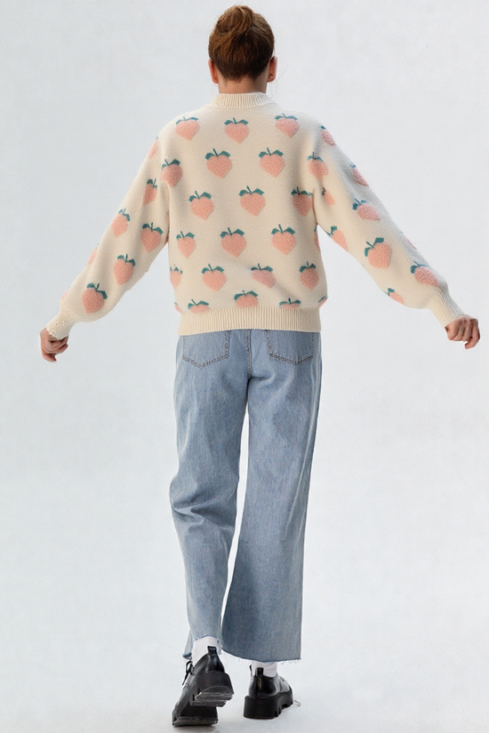 Cozy Fruit Heart Knit Sweater